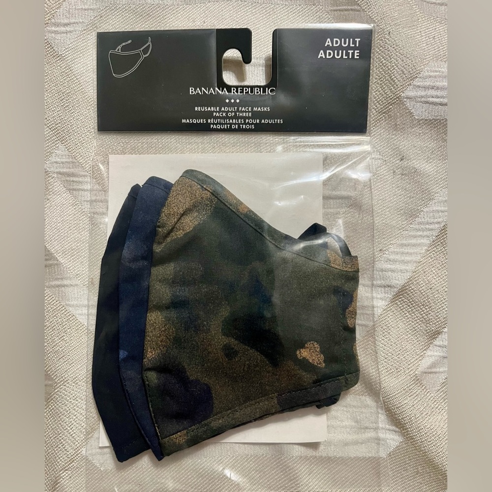 NWT Banana Republic Reusable Adult Face Masks, Pack of 3